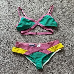 HERVE LEGER Colorful Bikini Set sz Large